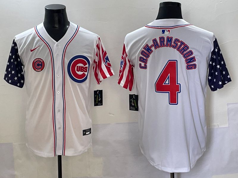 Men 2025 Chicago Cubs #4 Crow-Armstrong White a generation of national flags Joint Name Nike MLB Jersey style 6->chicago cubs->MLB Jersey